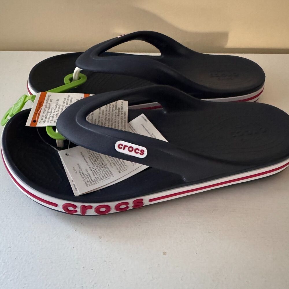 Crocs Womens Bayaband Flip Flop Sandals Sz 8 Navy Water Friendly Lightweight